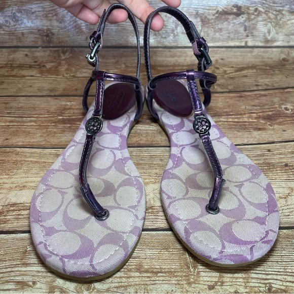 Coach Women’s Metallic Purple Thong Sandals size 8 - Picture 1 of 12